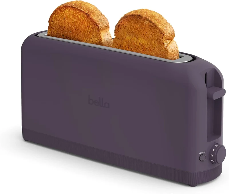 2 Slice Slim Toaster, Fits-anywhere Kitchenware, 6 Setting Shade Control with Reheat & Cancel Buttons, Fits sourdough, 10” Long Slot, Anti Jam & Auto Shutoff - Plum