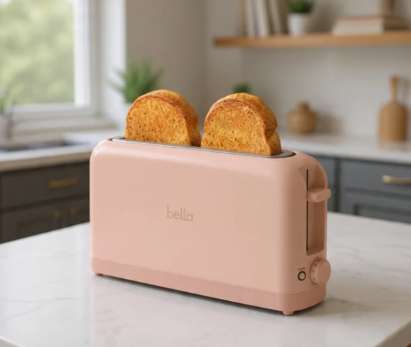 2 Slice Slim Toaster, Fits-anywhere Kitchenware, 6 Setting Shade Control with Reheat & Cancel Buttons, Fits sourdough, 10” Long Slot, Anti Jam & Auto Shutoff - Blossom