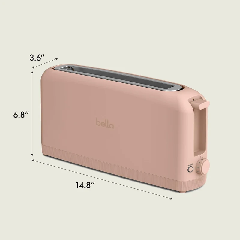 2 Slice Slim Toaster, Fits-anywhere Kitchenware, 6 Setting Shade Control with Reheat & Cancel Buttons, Fits sourdough, 10” Long Slot, Anti Jam & Auto Shutoff - Blossom