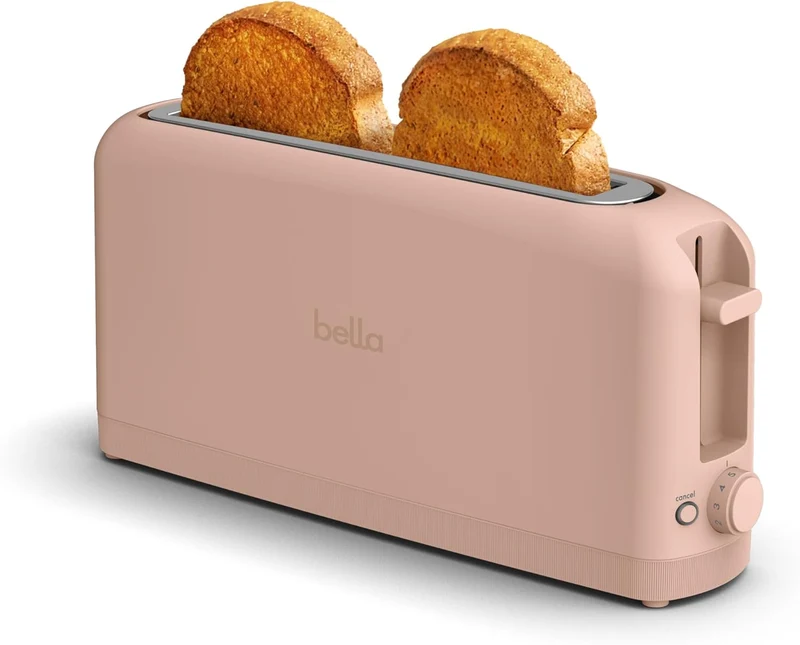 2 Slice Slim Toaster, Fits-anywhere Kitchenware, 6 Setting Shade Control with Reheat & Cancel Buttons, Fits sourdough, 10” Long Slot, Anti Jam & Auto Shutoff - Blossom