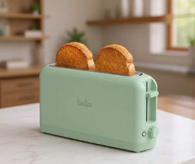 2 Slice Slim Toaster, Fits-anywhere Kitchenware, 6 Setting Shade Control with Reheat & Cancel Buttons, Fits sourdough, 10” Long Slot, Anti Jam & Auto Shutoff - Sea Glass
