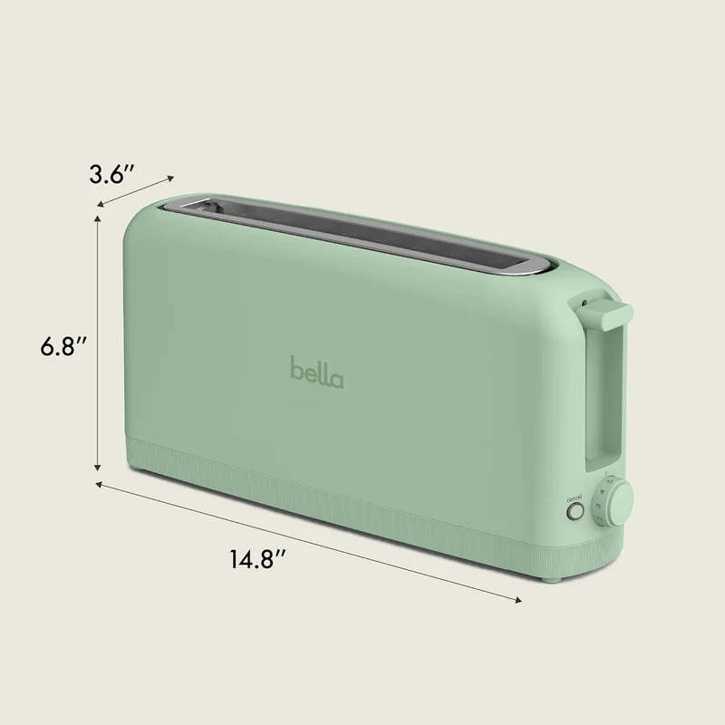 2 Slice Slim Toaster, Fits-anywhere Kitchenware, 6 Setting Shade Control with Reheat & Cancel Buttons, Fits sourdough, 10” Long Slot, Anti Jam & Auto Shutoff - Sea Glass