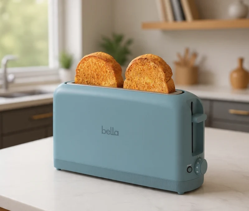 2 Slice Slim Toaster, Fits-anywhere Kitchenware, 6 Setting Shade Control with Reheat & Cancel Buttons, Fits sourdough, 10” Long Slot, Anti Jam & Auto Shutoff- Surf