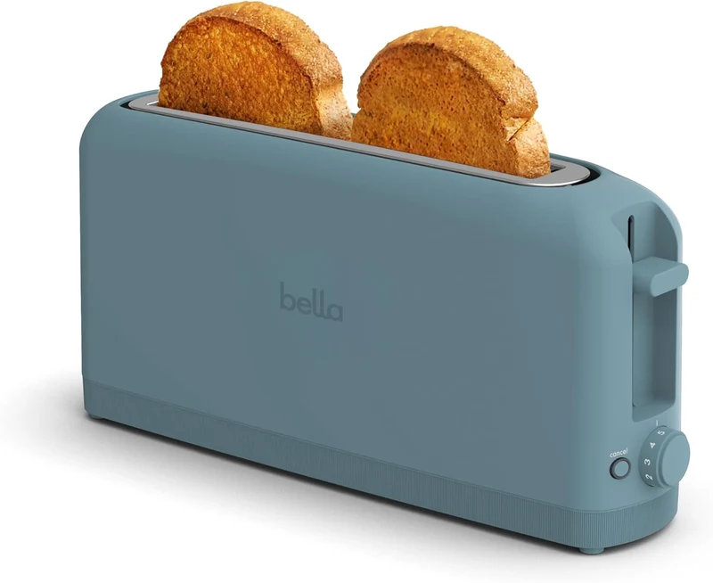 2 Slice Slim Toaster, Fits-anywhere Kitchenware, 6 Setting Shade Control with Reheat & Cancel Buttons, Fits sourdough, 10” Long Slot, Anti Jam & Auto Shutoff- Surf