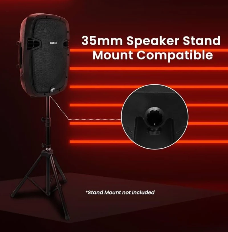 PRO 1000W Powered Bluetooth PA System Speakers - Active w/ 10" Subwoofer Monitor Speaker and Built-in USB