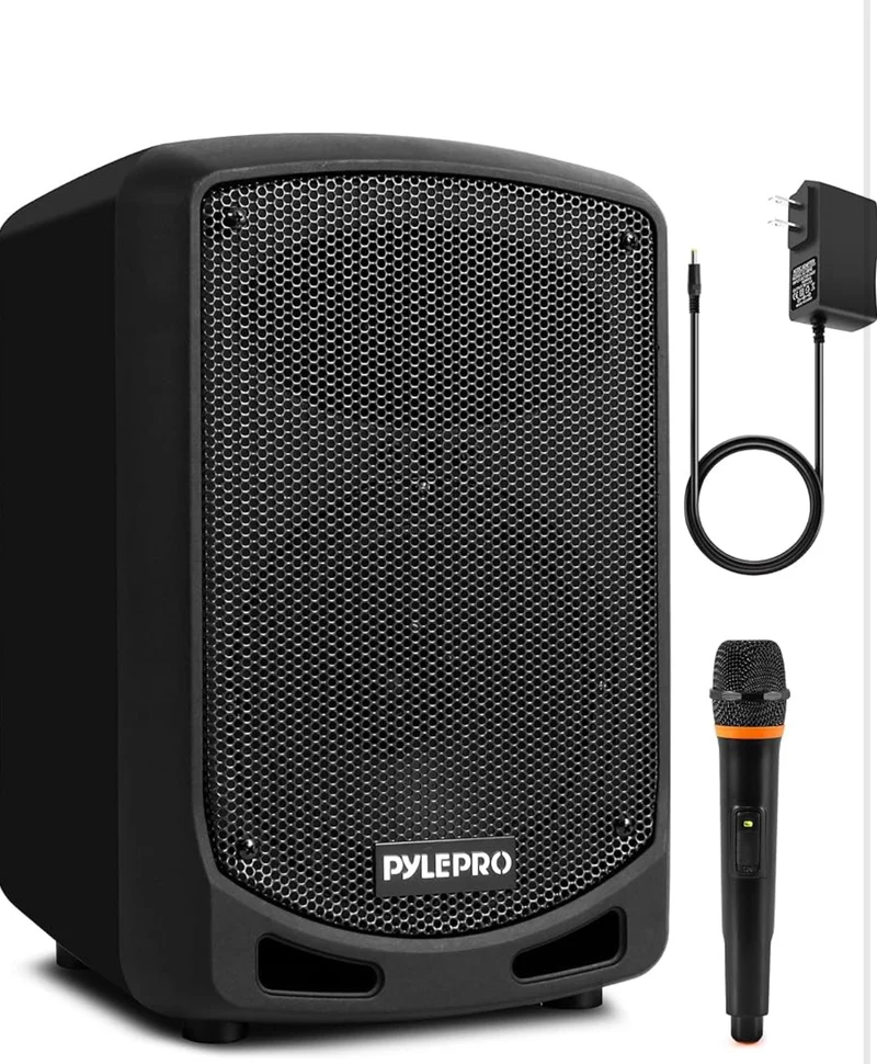 Bluetooth Karaoke PA Speaker - Indoor / Outdoor Portable Sound System with Wireless Mic, Audio Recording, Rechargeable Battery, USB / SD Reader, Stand Mount
