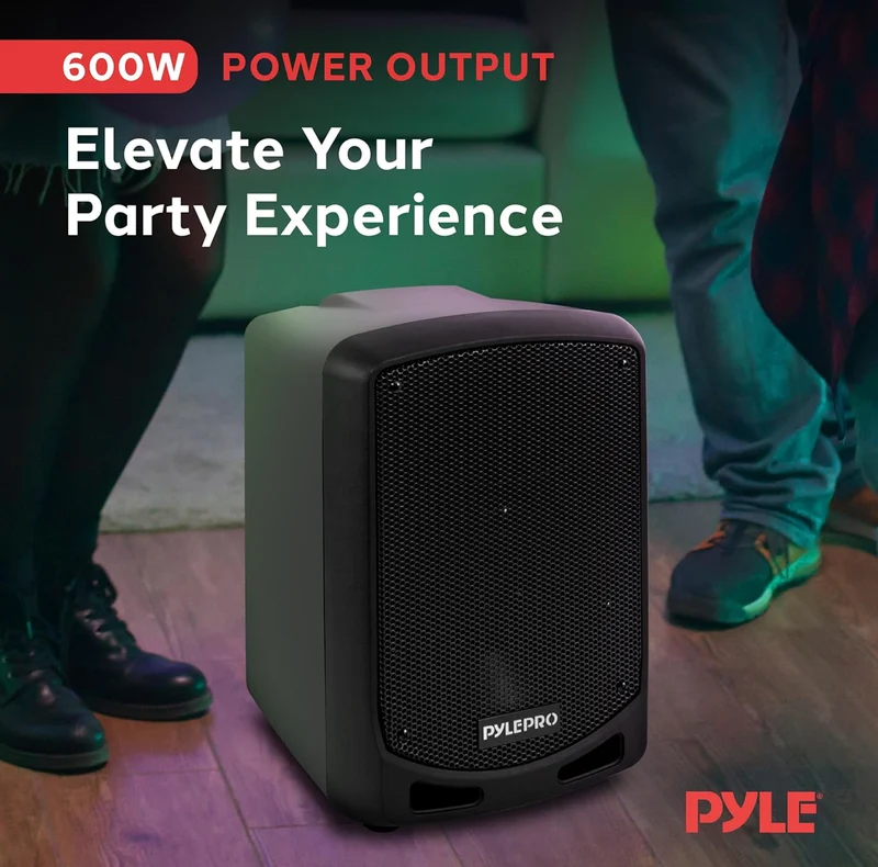 Bluetooth Karaoke PA Speaker - Indoor / Outdoor Portable Sound System with Wireless Mic, Audio Recording, Rechargeable Battery, USB / SD Reader, Stand Mount