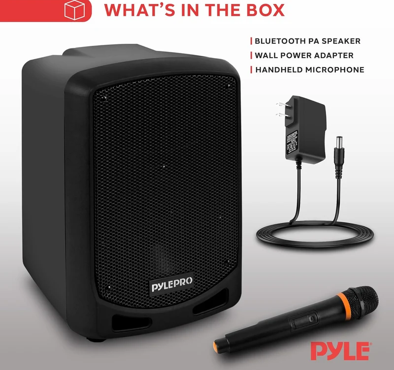Bluetooth Karaoke PA Speaker - Indoor / Outdoor Portable Sound System with Wireless Mic, Audio Recording, Rechargeable Battery, USB / SD Reader, Stand Mount