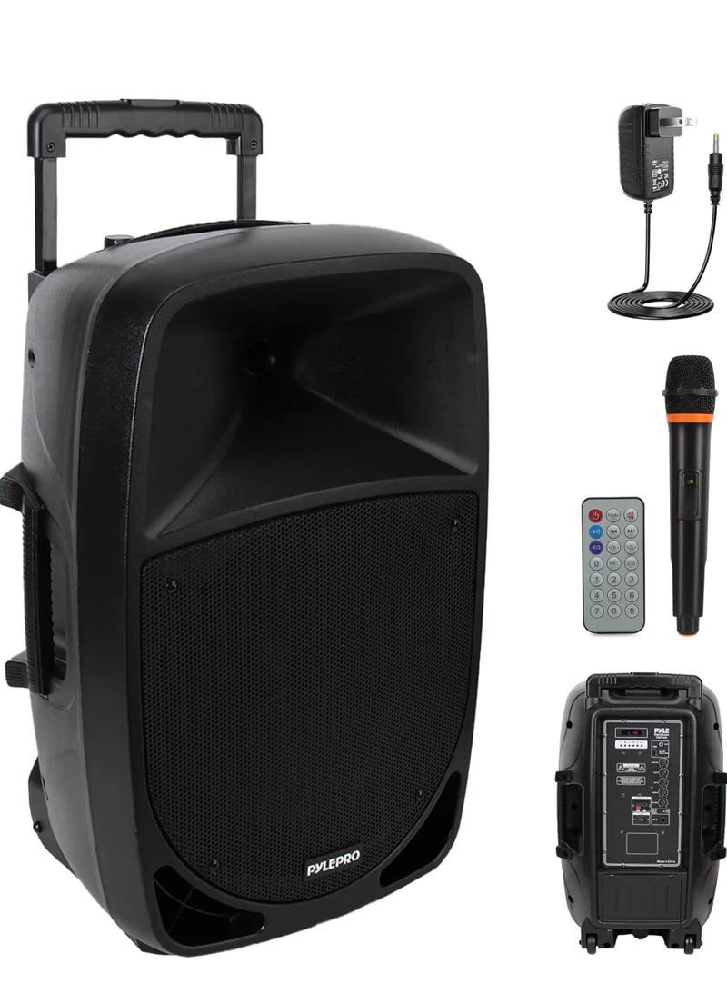 1200W Portable Bluetooth PA Speaker - 12’’ Subwoofer, LED Battery Indicator Lights W/Built-In Rechargeable Battery, MP3/USB/SD Card Reader, and UHF Wireless Microphone