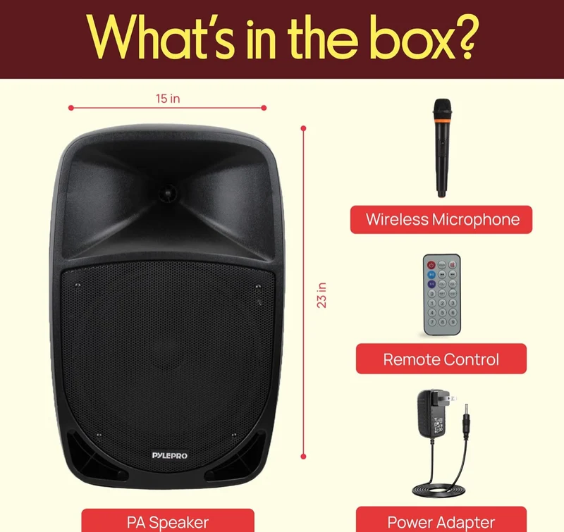 1200W Portable Bluetooth PA Speaker - 12’’ Subwoofer, LED Battery Indicator Lights W/Built-In Rechargeable Battery, MP3/USB/SD Card Reader, and UHF Wireless Microphone
