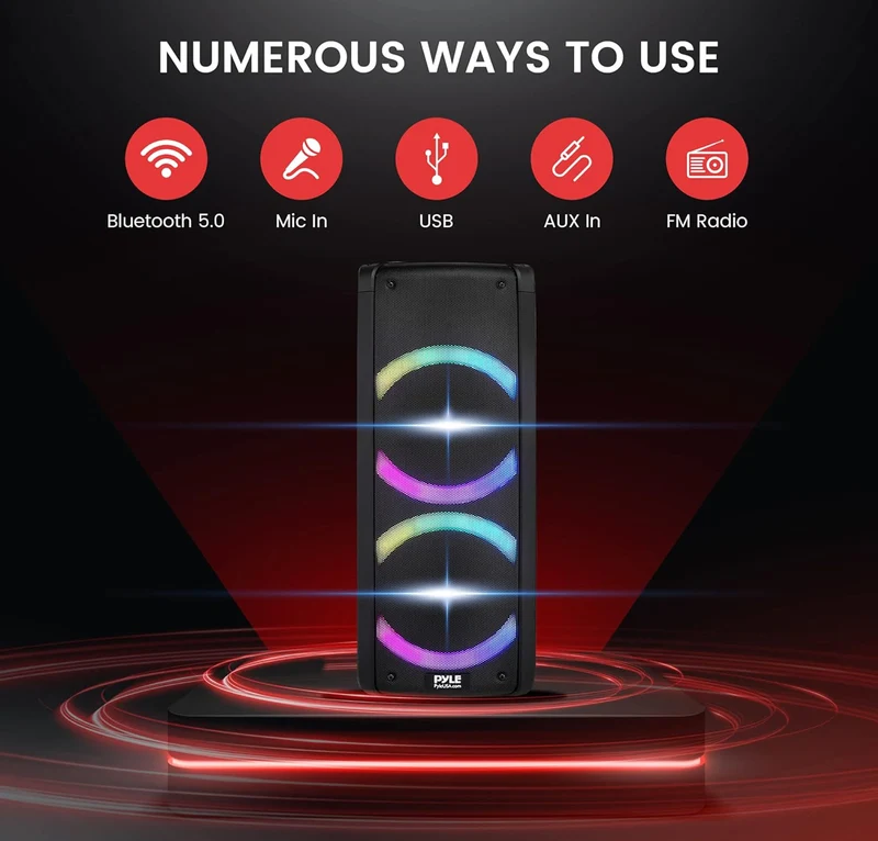 Portable Bluetooth PA Speaker - 240W Dual 6.5" Rechargeable Indoor/Outdoor BT Karaoke Audio System-TWS, Party Lights, LED Display, FM/AUX/MP3/USB/SD, 6.5mm in, Handle-Wireless Mic, Remote