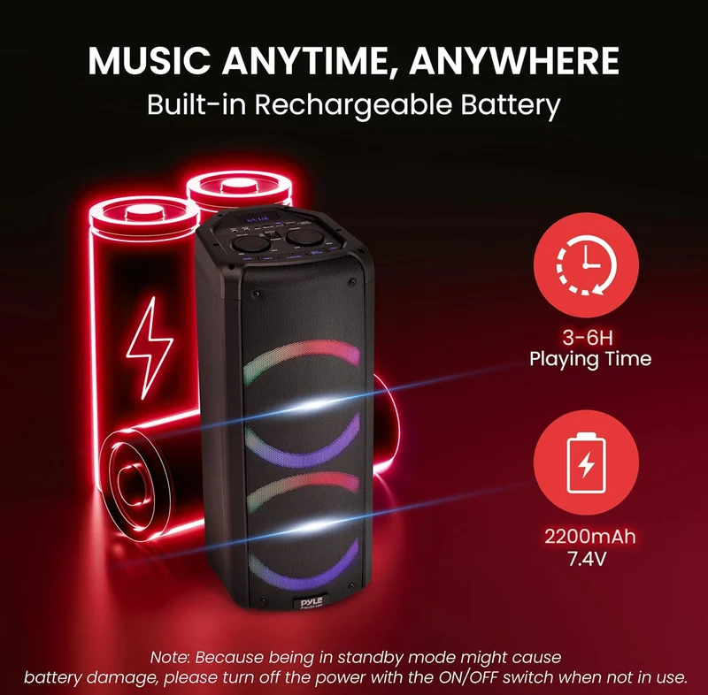 Portable Bluetooth PA Speaker - 240W Dual 6.5" Rechargeable Indoor/Outdoor BT Karaoke Audio System-TWS, Party Lights, LED Display, FM/AUX/MP3/USB/SD, 6.5mm in, Handle-Wireless Mic, Remote