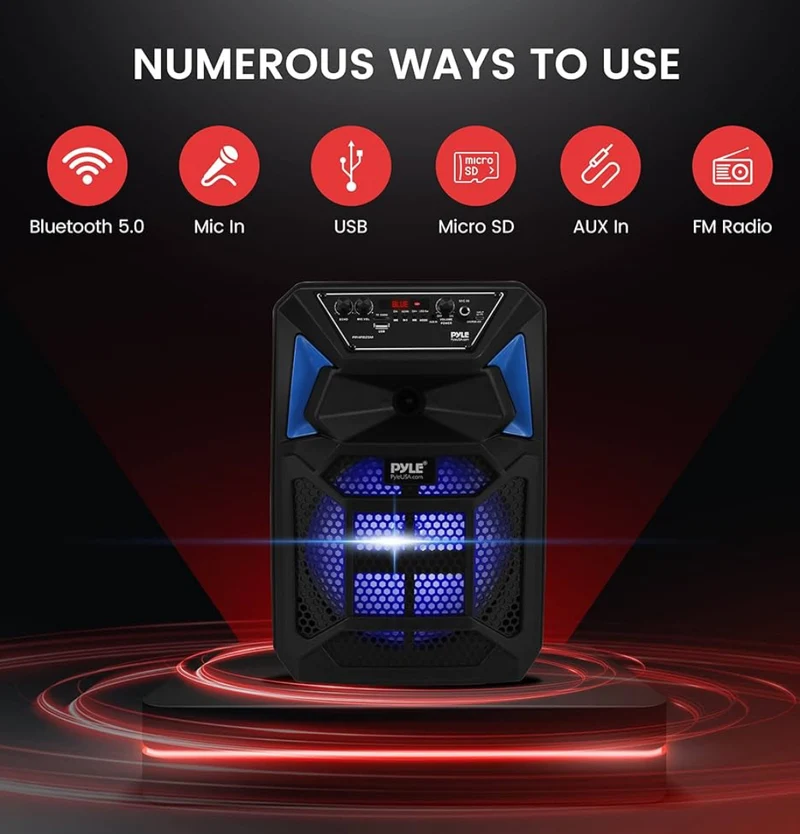 Portable Bluetooth PA Speaker System - 400W Outdoor Bluetooth Speaker Portable PA System w/Microphone in, Party Lights, MP3/USB SD Card Reader, FM Radio, Rolling Wheels - Mic, Remote - PPHP82SM