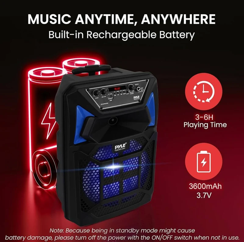 Portable Bluetooth PA Speaker System - 400W Outdoor Bluetooth Speaker Portable PA System w/Microphone in, Party Lights, MP3/USB SD Card Reader, FM Radio, Rolling Wheels - Mic, Remote - PPHP82SM