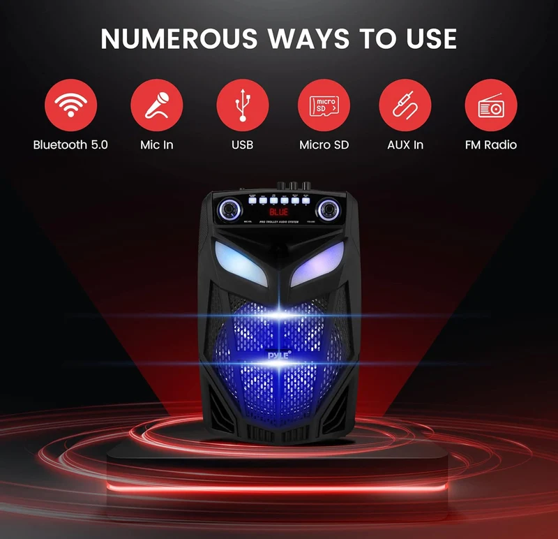 Portable Bluetooth Speaker System Loud 800W 12" Subwoofer, And Wireless Mic, Pa Speaker Is Wireless And Includes Wheels & 4 Hr Battery Life