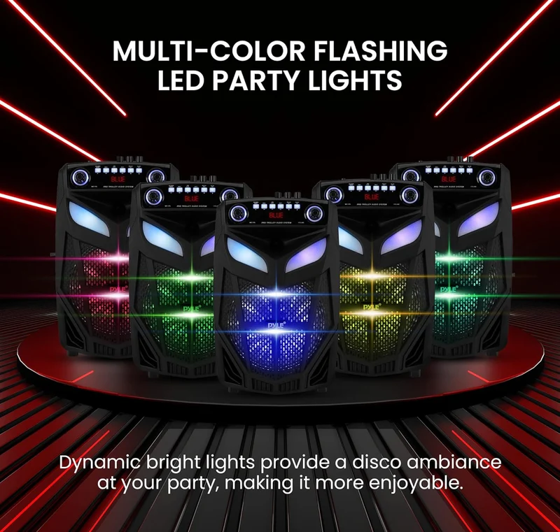 Portable Bluetooth Speaker System Loud 800W 12" Subwoofer, And Wireless Mic, Pa Speaker Is Wireless And Includes Wheels & 4 Hr Battery Life