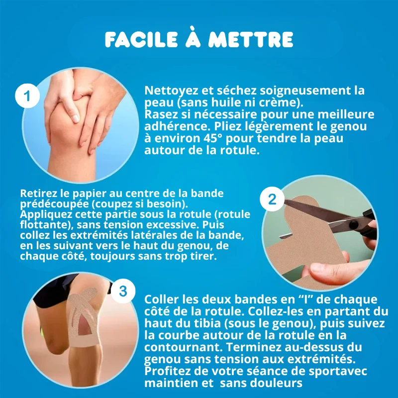 Bande Kinésiologie Genoux – Confort & Stabilité - 10pcs