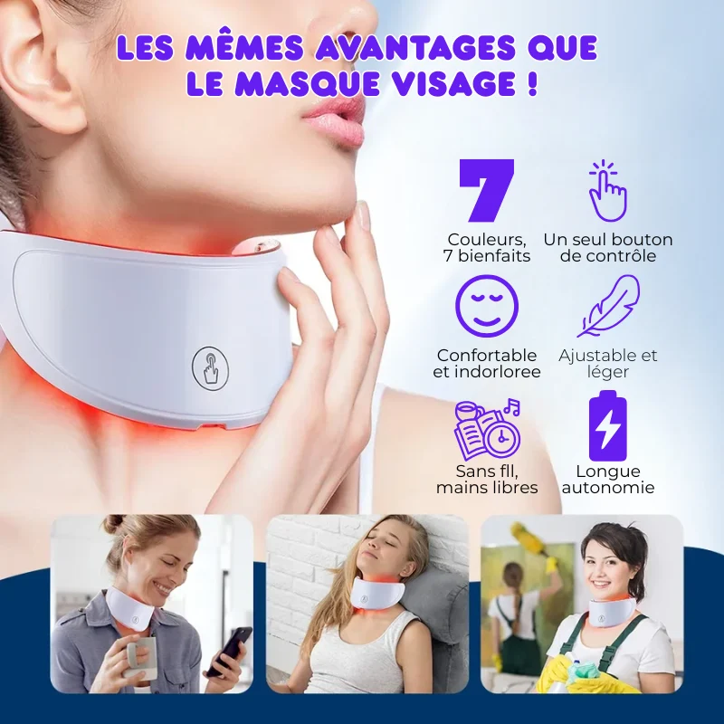 Masque Visage & Cou Anti-âge Luminothérapie 7 Couleurs