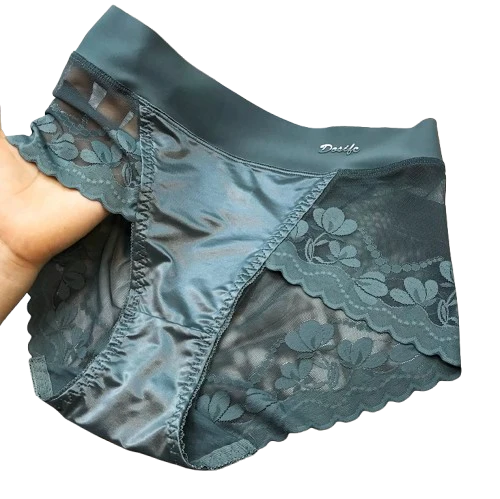 Lot de 3 Culottes Sexy en Soie Glacée et Dentelle Florale
