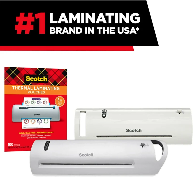Scotch Thermal Laminating Pouches, 100CT, Clear, 5 mil Office or School Supplies, Fits Letter Size 8.9x11.4 in Paper