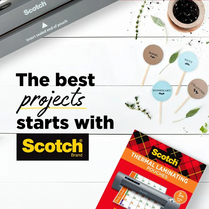 Scotch Thermal Laminating Pouches, 200 Count, Clear, 3 mil., Ideal Office or School Supplies, Fits Letter Sized Paper (8.9 in. × 11.4 in.)