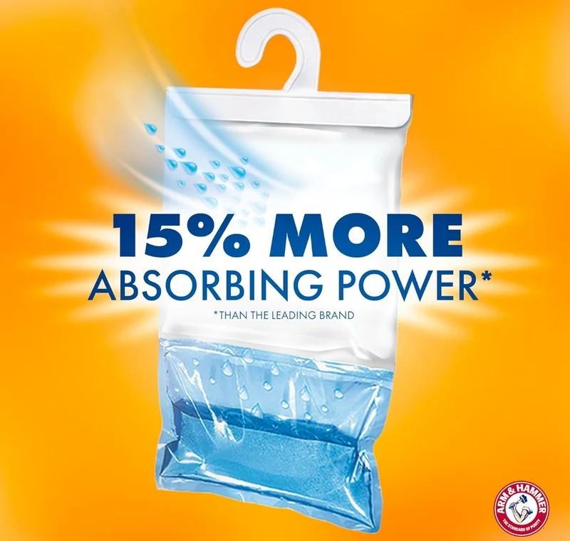 Arm & Hammer Hanging Moisture Absorber and Odor Eliminator, 16.1 oz., 6 Pack, Clean Burst, Moisture Absorbers for Closet and Small Rooms, Long-Lasting Freshness