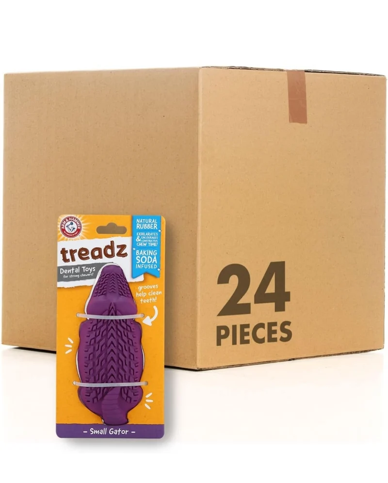 Arm & Hammer for Pets Super Treadz Mini Gator Dental Chew Toy for Dogs Best Dental Dog Chew Toy Dog Dental Chew Toys Reduce Plaque & Tartar Buildup Without Brushing (Pack of 1)