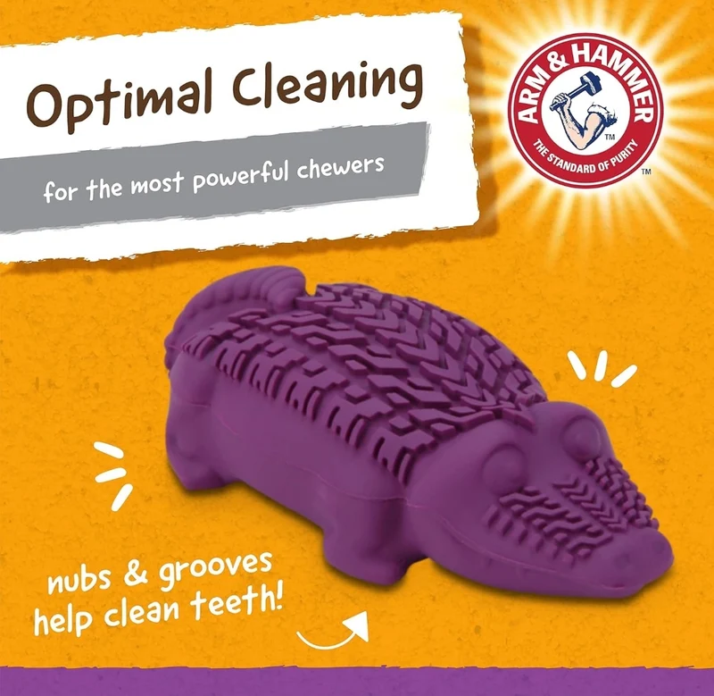 Arm & Hammer for Pets Super Treadz Mini Gator Dental Chew Toy for Dogs Best Dental Dog Chew Toy Dog Dental Chew Toys Reduce Plaque & Tartar Buildup Without Brushing (Pack of 1)