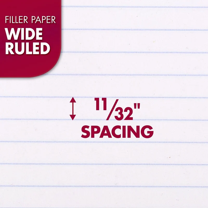 Mead Loose Leaf Paper, Wide Ruled Filler Notebook Paper, Reinforced, 8" x 10-1/2", 100 Sheets, Fits 3-Ring Binder (Pack of 2)