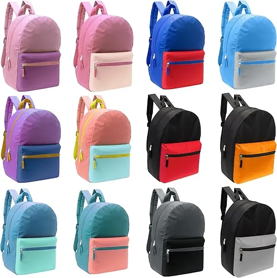 17" School Backpacks for Kids - Backpacks in Bulk - Assorted Colors