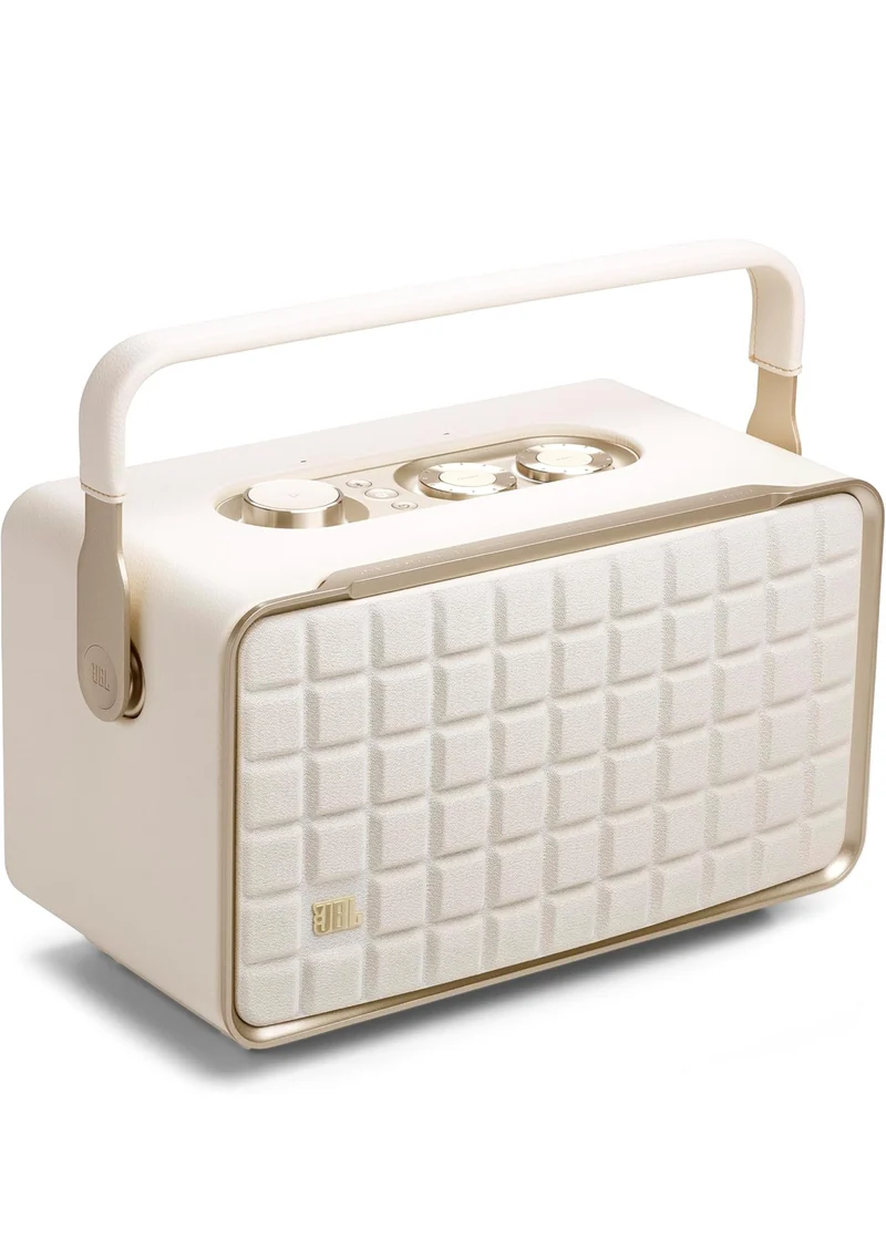 JBL Authentics 300 - Retro Style Wireless Bluetooth/WiFi Home Speaker, Built in Battery (4800mAh) - (White/Gold)