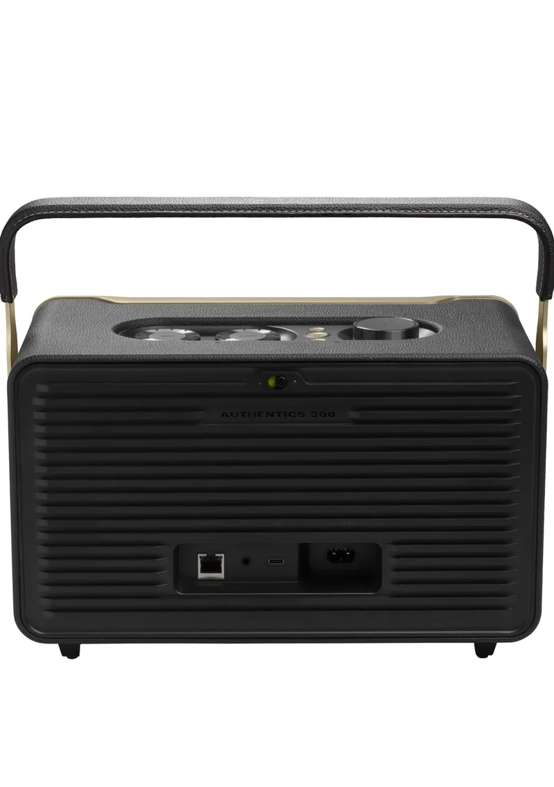 JBL Authentics 300 - Retro Style Wireless Bluetooth/WiFi Home Speaker, Built in Battery (4800mAh) - (Black/Gold)