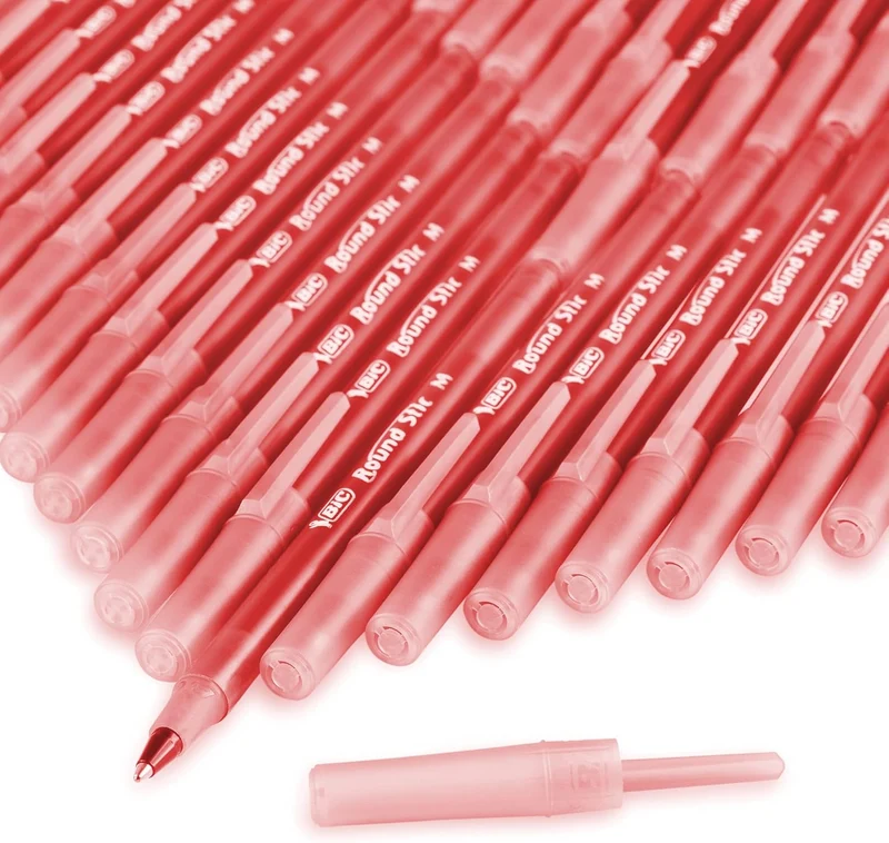 BIC Round Stic Xtra Life Red Ballpoint Pens, Medium Point (1.0mm), 12CT Bulk Pens - (Pack of 3)