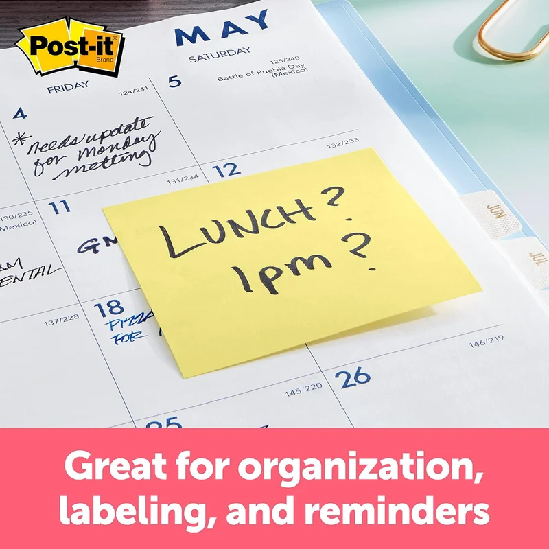 Post-it Notes, 3 in x 3 in, 4 Sticky Notes Pads, 50 Sheets per Pad - Iconic Canary Yellow Note (Pack of 3)