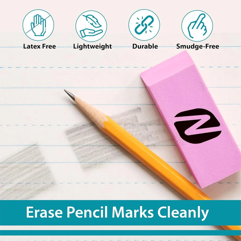 Pink Pencil Erasers – 12-Pack Latex-Free Erasers for Kids, Teachers, School Supplies, Art, and Office Use – Soft, Smudge-Free, Classroom Essentials