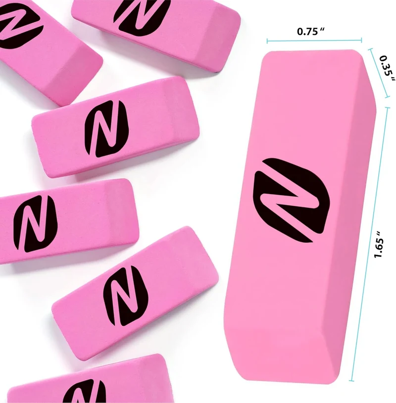 Pink Pencil Erasers – 12-Pack Latex-Free Erasers for Kids, Teachers, School Supplies, Art, and Office Use – Soft, Smudge-Free, Classroom Essentials