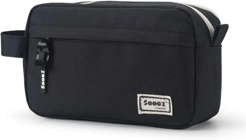 High Capacity Pencil Case, Big Pencil Bag Pouch Box Organizer Pen Case, Portable Journaling Supplies with Easy Grip Handle & Loop, Asthetic Supply for Girls Adults, Black