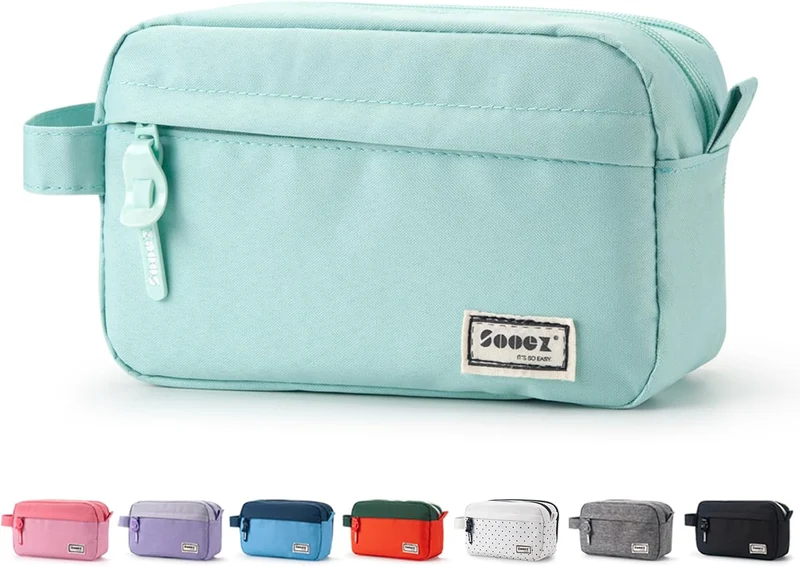 Original High Capacity Pencil Case, Big Pencil Bag Pouch Box Organizer Pen Case, Portable Journaling Supplies with Easy Grip Handle & Loop, Aesthetic Supply for Girls Adults, Mint Green