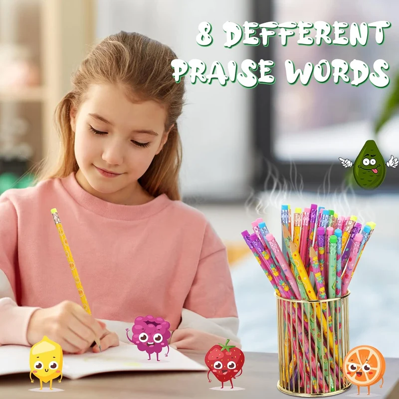 30 Pcs Scented Pencils Bulk for Kids Inspirational Cute Fun Wood Smelly Pencils with Erasers