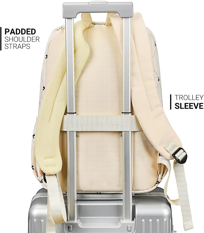 26L Backpack for School, College, and Travel: Corduroy Bookbag with 8 Compartments - Bowknot