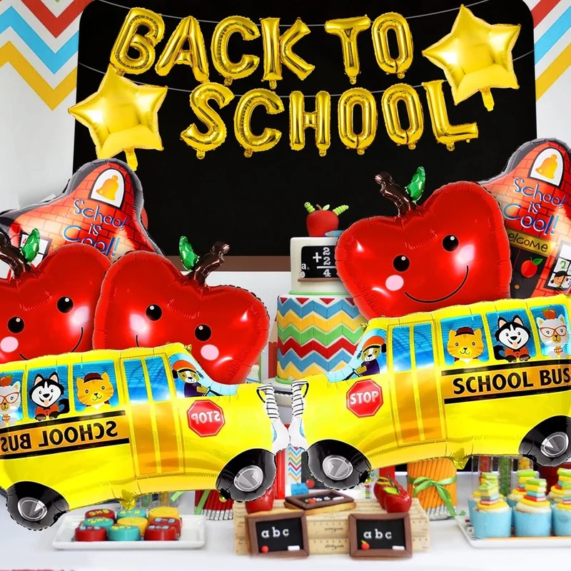 20Pcs Back to School Welcome School Bus Foils Balloons - Party Decoration