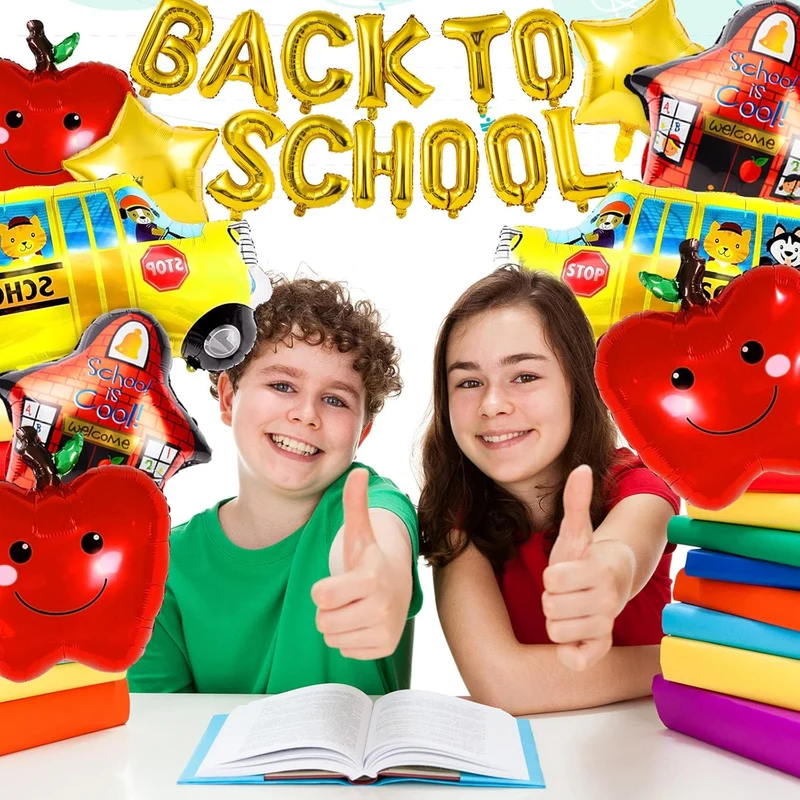20Pcs Back to School Welcome School Bus Foils Balloons - Party Decoration