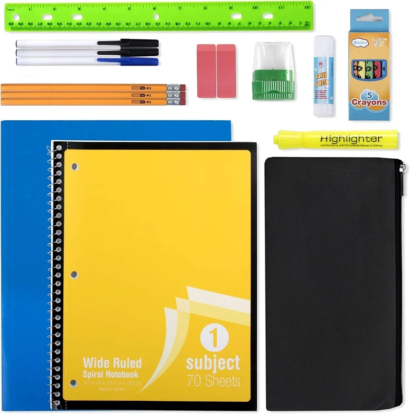 Bundle 17" Black Backpack w/ School Supplies - 20 Pcs Back to School Supplies