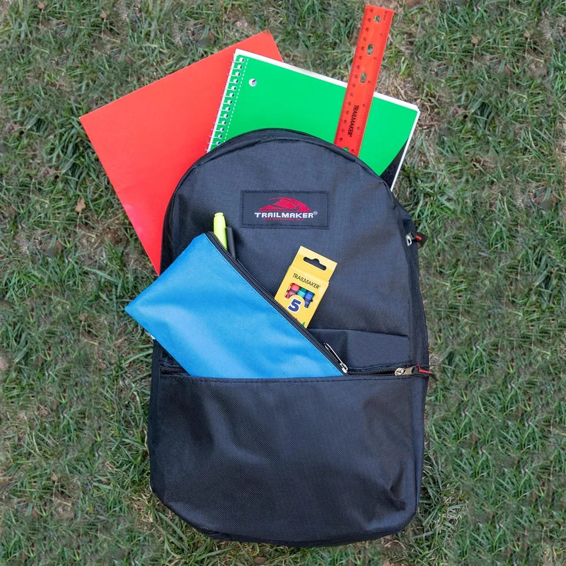 Bundle 17" Black Backpack w/ School Supplies - 20 Pcs Back to School Supplies