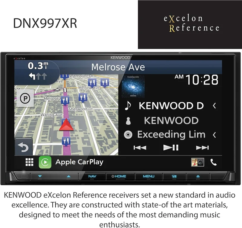 Kenwood eXcelon Reference 6.8" DVD Navigation Receiver Compatible with CarPlay