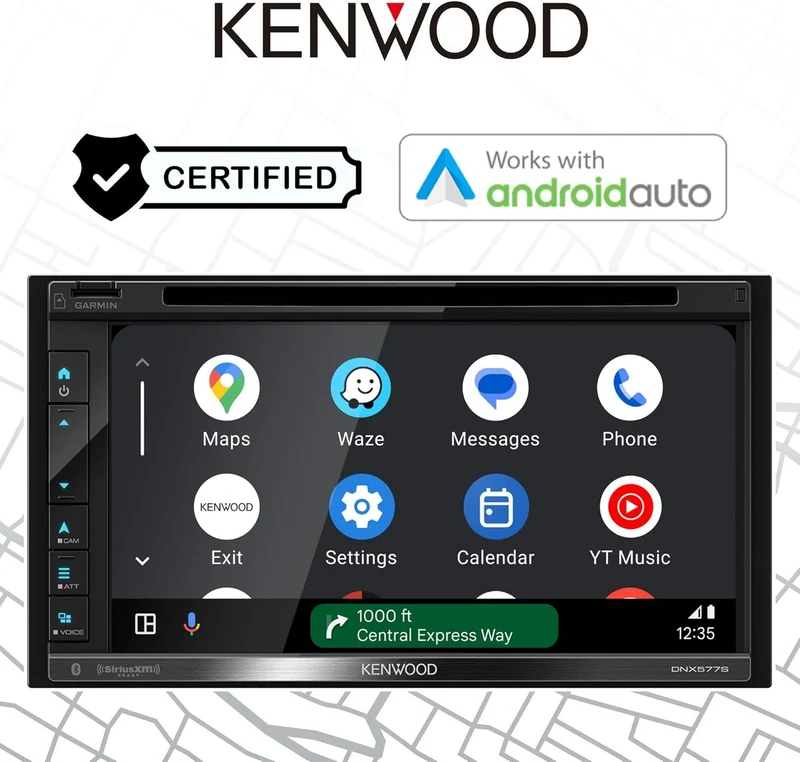 Kenwood 6.8" DVD Car Stereo, Garmin Navigation Built in, Inrix Traffic Service, CarPlay and Android Auto, Bluetooth, Four Camera Inputs