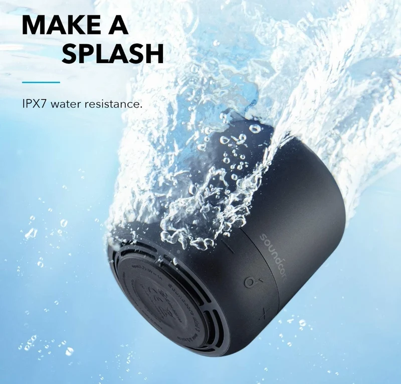 Soundcore Anker Mini 3 Bluetooth Speaker, Waterproof IPX7, BassUp and PartyCast Technology, USB-C, Customizable EQ for Home and Portable Use
