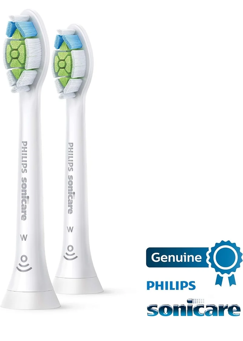 Philips Sonicare Genuine W DiamondClean Replacement Toothbrush Heads, 2 Brush Heads (White) HX6062/65