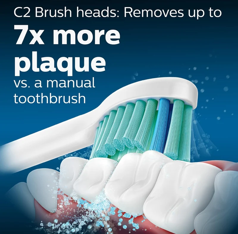 Philips Sonicare Genuine Toothbrush Head Variety Pack, C3 Premium Plaque Control and C2 Optimal Control, 3 Brush Heads - White
