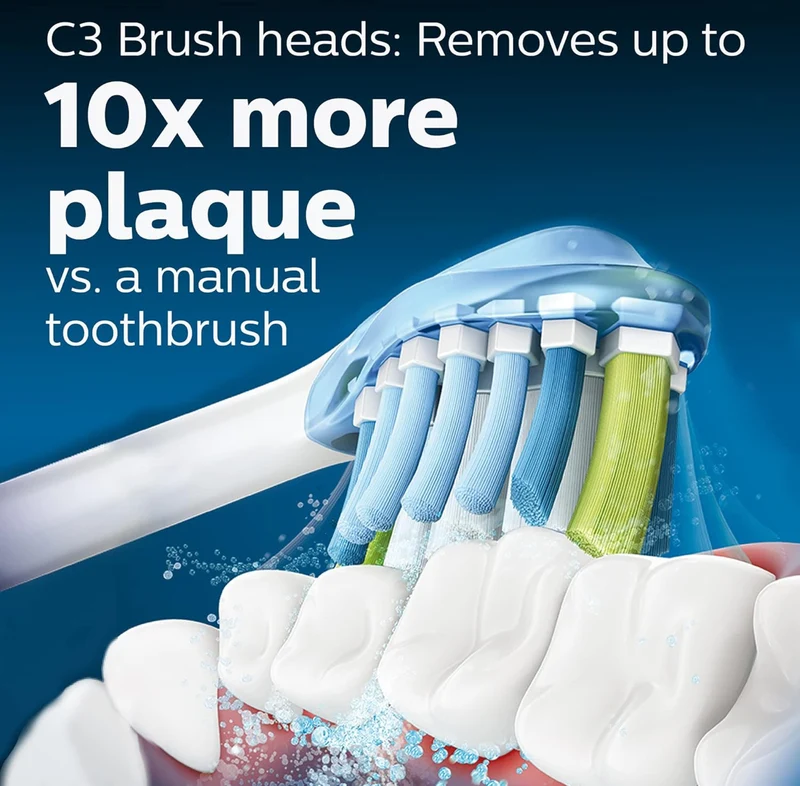 Philips Sonicare Genuine Toothbrush Head Variety Pack, C3 Premium Plaque Control and C2 Optimal Control, 3 Brush Heads - White